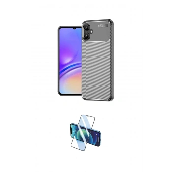 MARSİLYAN™- Galaxy A06 Kılıf Eksen Form Prime - Siyah 3D Antistatik Cam Ekran Koruyucu