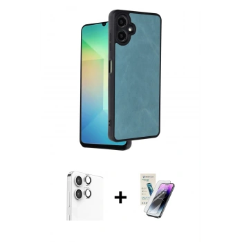 MARSİLYAN™- Galaxy A06 Kılıf Kıvılcım Işık Serisi - Şeffaf Pasifik Cam Ekran Koruyucu + Raze Metal Kamera Lens - GS
