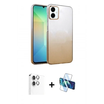 MARSİLYAN™- Galaxy A06 Kılıf Kıvılcım Minimal Özel Seri - Siyah 3D Antistatik Cam Ekran Koruyucu + Raze Metal Kamera Lens - GS