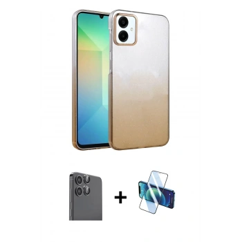 MARSİLYAN™- Galaxy A06 Kılıf Kıvılcım Minimal Özel Seri - Siyah 3D Antistatik Seramik Nano Ekran Koruyucu + Raze Metal Kamera Lens - SH