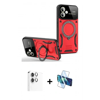 MARSİLYAN™- Galaxy A06 Kılıf Kıvılcım Modern Serisi - Siyah 3D Antistatik Cam Ekran Koruyucu + Raze Metal Kamera Lens - GS