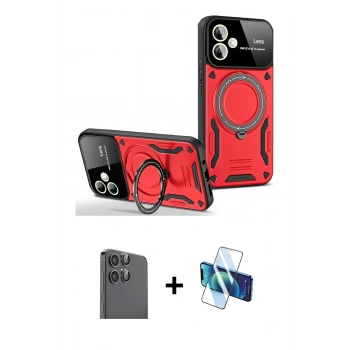 MARSİLYAN™- Galaxy A06 Kılıf Kıvılcım Modern Serisi - Siyah 3D Antistatik Cam Ekran Koruyucu + Raze Metal Kamera Lens - SH