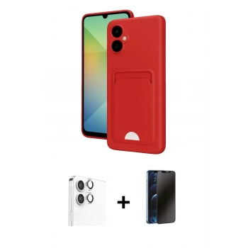 MARSİLYAN™- Galaxy A06 Kılıf Vadi Çizgi Prime - Siyah 3D Antistatik Hayalet Cam Ekran Koruyucu + Raze Metal Kamera Lens - GS