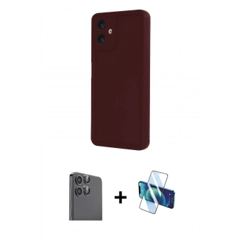 MARSİLYAN™- Galaxy A06 Kılıf Yankı Yansıma Özel Seri - Siyah 3D Antistatik Cam Ekran Koruyucu + Raze Metal Kamera Lens - SH