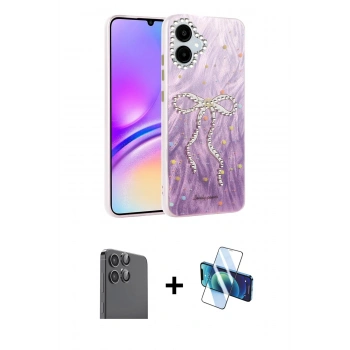 MARSİLYAN™- Galaxy A06 Kılıf Zirve Modern Prime - Siyah 3D Antistatik Seramik Nano Ekran Koruyucu + Raze Metal Kamera Lens - SH