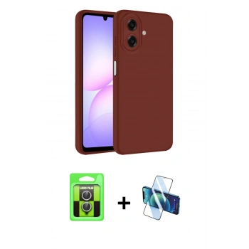MARSİLYAN™- Galaxy A07 4G Kılıf Kozmos Yansıma Özel Seri - Siyah 3D Antistatik Cam Ekran Koruyucu + Raze Metal Kamera Lens - GS