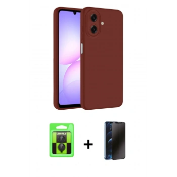 MARSİLYAN™- Galaxy A07 4G Kılıf Kozmos Yansıma Özel Seri - Siyah 3D Antistatik Hayalet Cam Ekran Koruyucu + Raze Metal Kamera Lens - SH
