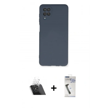 MARSİLYAN™- Galaxy A12 Kılıf Ahenk Serisi - Şeffaf Uv Polymer Nano Ekran Koruyucu + Kamera Lens Koruma Cam - SF