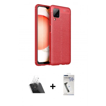 MARSİLYAN™- Galaxy A12 Kılıf Doruk Klasik Özel Seri - Şeffaf Uv Polymer Nano Ekran Koruyucu + Kamera Lens Koruma Cam - SF