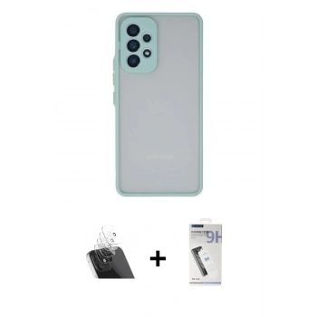 MARSİLYAN™- Galaxy A13 4G Kılıf Ahenk Çizgi Serisi - Şeffaf Uv Polymer Nano Ekran Koruyucu + Kamera Lens Koruma Cam - SF