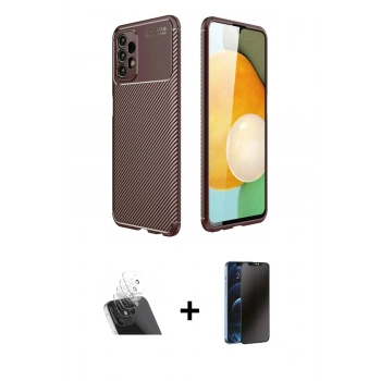 MARSİLYAN™- Galaxy A13 4G Kılıf Eksen Form Prime - Siyah 3D Antistatik Hayalet Cam Ekran Koruyucu + Kamera Lens Koruma Cam - SF