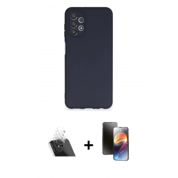 MARSİLYAN™- Galaxy A13 4G Kılıf Kozmos Yansıma Özel Seri - Siyah 3D Antistatik Mat Seramik Nano Ekran Koruyucu + Kamera Lens Koruma Cam - SF