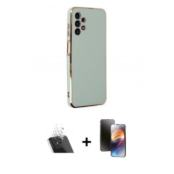 MARSİLYAN™- Galaxy A13 4G Kılıf Yankı Serisi - Siyah 3D Antistatik Mat Seramik Nano Ekran Koruyucu + Kamera Lens Koruma Cam - SF