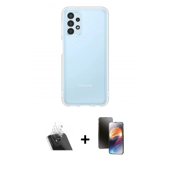 MARSİLYAN™- Galaxy A13 4G Kılıf Zirve Doku - Siyah 3D Antistatik Mat Seramik Nano Ekran Koruyucu + Kamera Lens Koruma Cam - SF