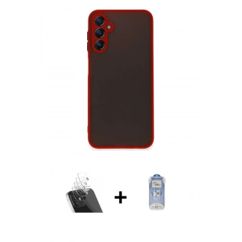 MARSİLYAN™- Galaxy A14 4G Kılıf Ahenk Çizgi Serisi - Siyah Joko Magic 5D Cam + Kamera Lens Koruma Cam - SF