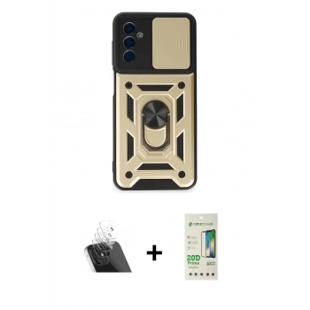MARSİLYAN™- Galaxy A14 4G Kılıf Ahenk Klasik - Siyah 20D Premium Cam Ekran Koruyucu + Kamera Lens Koruma Cam - SF