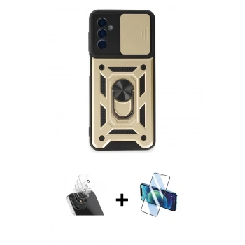 MARSİLYAN™- Galaxy A14 4G Kılıf Ahenk Klasik - Siyah 3D Antistatik Seramik Nano Ekran Koruyucu + Kamera Lens Koruma Cam - SF