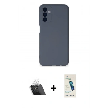 MARSİLYAN™- Galaxy A14 4G Kılıf Ahenk Serisi - Şeffaf Pasifik Cam Ekran Koruyucu + Kamera Lens Koruma Cam - SF