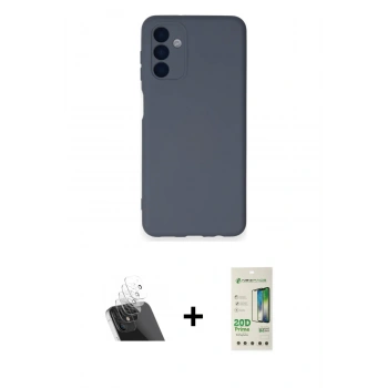 MARSİLYAN™- Galaxy A14 4G Kılıf Ahenk Serisi - Siyah 20D Premium Cam Ekran Koruyucu + Kamera Lens Koruma Cam - SF