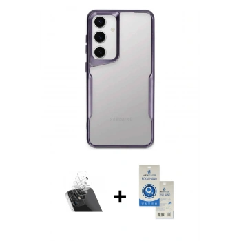 MARSİLYAN™- Galaxy A14 4G Kılıf Akış Çizgi Koleksiyonu - Şeffaf Royal Nano Ekran Koruyucu + Kamera Lens Koruma Cam - SF