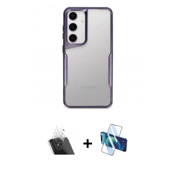 MARSİLYAN™- Galaxy A14 4G Kılıf Akış Çizgi Koleksiyonu - Siyah 3D Antistatik Seramik Nano Ekran Koruyucu + Kamera Lens Koruma Cam - SF
