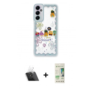 MARSİLYAN™- Galaxy A14 4G Kılıf Çekirdek Asil - Siyah 20D Premium Cam Ekran Koruyucu + Kamera Lens Koruma Cam - SF