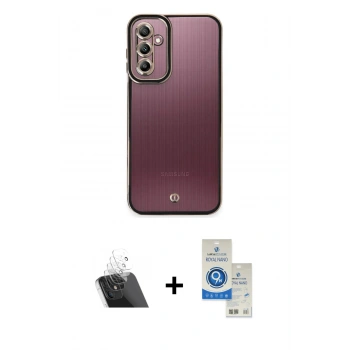 MARSİLYAN™- Galaxy A14 4G Kılıf Çekirdek Klasik Serisi - Şeffaf Royal Nano Ekran Koruyucu + Kamera Lens Koruma Cam - SF