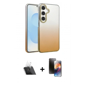 MARSİLYAN™- Galaxy A14 4G Kılıf Kıvılcım Minimal Özel Seri - Siyah 3D Antistatik Mat Seramik Nano Ekran Koruyucu + Kamera Lens Koruma Cam - SF