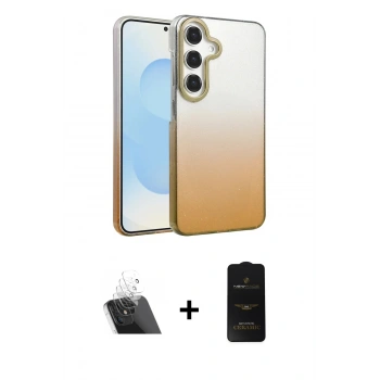 MARSİLYAN™- Galaxy A14 4G Kılıf Kıvılcım Minimal Özel Seri - Siyah 6D Antistatik Mat Seramik Hayalet Nano Ekran Koruyucu + Kamera Lens Koruma Cam - SF