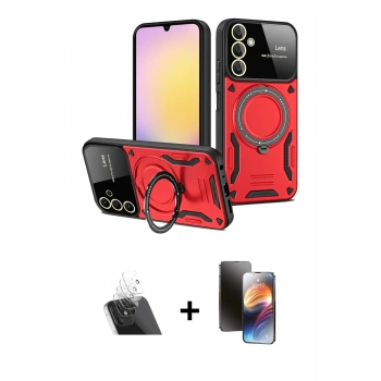 MARSİLYAN™- Galaxy A14 4G Kılıf Kıvılcım Modern Serisi - Siyah 3D Antistatik Mat Seramik Nano Ekran Koruyucu + Kamera Lens Koruma Cam - SF