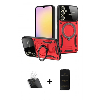 MARSİLYAN™- Galaxy A14 4G Kılıf Kıvılcım Modern Serisi - Siyah 6D Antistatik Mat Seramik Hayalet Nano Ekran Koruyucu + Kamera Lens Koruma Cam - SF