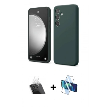 MARSİLYAN™- Galaxy A14 4G Kılıf Kozmos Yansıma Özel Seri - Siyah 3D Antistatik Cam Ekran Koruyucu + Kamera Lens Koruma Cam - SF