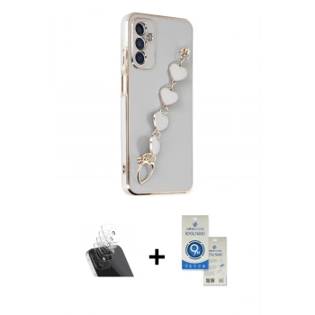 MARSİLYAN™- Galaxy A14 4G Kılıf Nova Işık Prime - Şeffaf Royal Nano Ekran Koruyucu + Kamera Lens Koruma Cam - SF