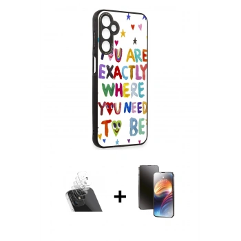 MARSİLYAN™- Galaxy A14 4G Kılıf Odak Klasik Serisi - Siyah 3D Antistatik Mat Seramik Nano Ekran Koruyucu + Kamera Lens Koruma Cam - SF