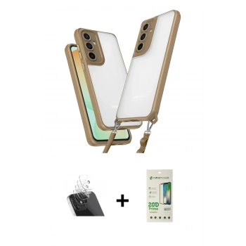 MARSİLYAN™- Galaxy A14 4G Kılıf Ufuk Klasik - Siyah 20D Premium Cam Ekran Koruyucu + Kamera Lens Koruma Cam - SF