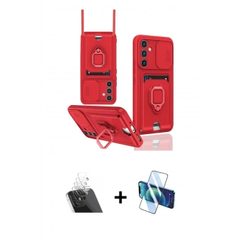 MARSİLYAN™- Galaxy A14 4G Kılıf Vadi Form Prime - Siyah 3D Antistatik Cam Ekran Koruyucu + Kamera Lens Koruma Cam - SF