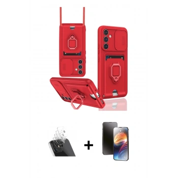 MARSİLYAN™- Galaxy A14 4G Kılıf Vadi Form Prime - Siyah 3D Antistatik Mat Seramik Nano Ekran Koruyucu + Kamera Lens Koruma Cam - SF