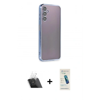 MARSİLYAN™- Galaxy A14 4G Kılıf Vadi Minimal - Şeffaf Pasifik Cam Ekran Koruyucu + Kamera Lens Koruma Cam - SF
