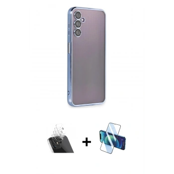 MARSİLYAN™- Galaxy A14 4G Kılıf Vadi Minimal - Siyah 3D Antistatik Seramik Nano Ekran Koruyucu + Kamera Lens Koruma Cam - SF