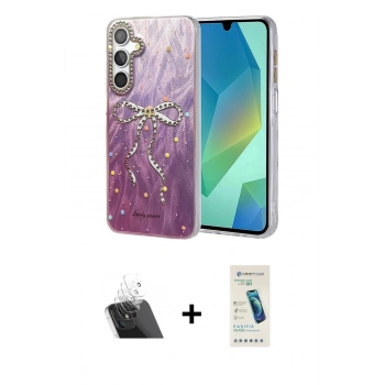 MARSİLYAN™- Galaxy A14 4G Kılıf Zirve Modern Prime - Şeffaf Pasifik Cam Ekran Koruyucu + Kamera Lens Koruma Cam - SF