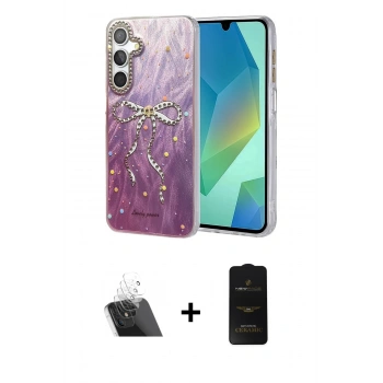 MARSİLYAN™- Galaxy A14 4G Kılıf Zirve Modern Prime - Siyah 6D Antistatik Mat Seramik Hayalet Nano Ekran Koruyucu + Kamera Lens Koruma Cam - SF