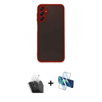 MARSİLYAN™- Galaxy A15 4G Kılıf Ahenk Çizgi Serisi - Siyah 3D Antistatik Seramik Nano Ekran Koruyucu + Kamera Lens Koruma Cam - SF