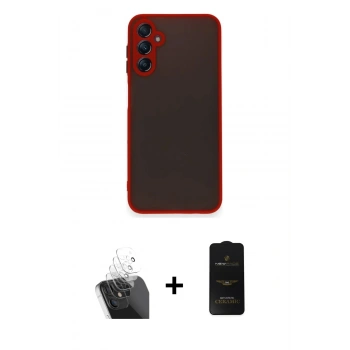 MARSİLYAN™- Galaxy A15 4G Kılıf Ahenk Çizgi Serisi - Siyah 6D Antistatik Mat Seramik Hayalet Nano Ekran Koruyucu + Kamera Lens Koruma Cam - SF