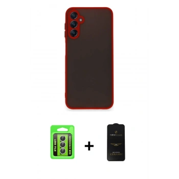 MARSİLYAN™- Galaxy A15 4G Kılıf Ahenk Çizgi Serisi - Siyah 6D Antistatik Mat Seramik Hayalet Nano Ekran Koruyucu + Raze Metal Kamera Lens - GS