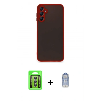 MARSİLYAN™- Galaxy A15 4G Kılıf Ahenk Çizgi Serisi - Siyah Joko Magic 5D Cam + Raze Metal Kamera Lens - GS