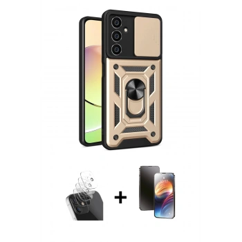 MARSİLYAN™- Galaxy A15 4G Kılıf Ahenk Klasik - Siyah 3D Antistatik Mat Seramik Nano Ekran Koruyucu + Kamera Lens Koruma Cam - SF