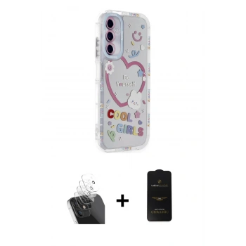 MARSİLYAN™- Galaxy A15 4G Kılıf Ahenk Modern Serisi - Siyah 6D Antistatik Mat Seramik Hayalet Nano Ekran Koruyucu + Kamera Lens Koruma Cam - SF