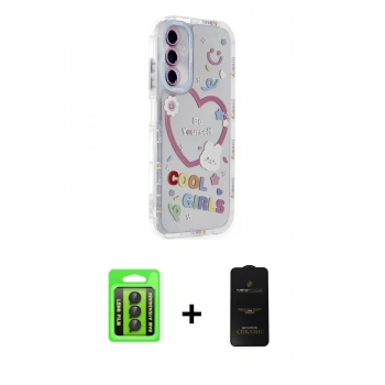 MARSİLYAN™- Galaxy A15 4G Kılıf Ahenk Modern Serisi - Siyah 6D Antistatik Mat Seramik Hayalet Nano Ekran Koruyucu + Raze Metal Kamera Lens - SH