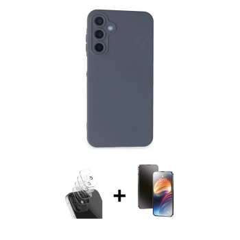 MARSİLYAN™- Galaxy A15 4G Kılıf Ahenk Serisi - Siyah 3D Antistatik Mat Seramik Nano Ekran Koruyucu + Kamera Lens Koruma Cam - SF