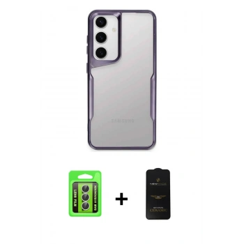 MARSİLYAN™- Galaxy A15 4G Kılıf Akış Çizgi Koleksiyonu - Siyah 6D Antistatik Mat Seramik Hayalet Nano Ekran Koruyucu + Raze Metal Kamera Lens - GS